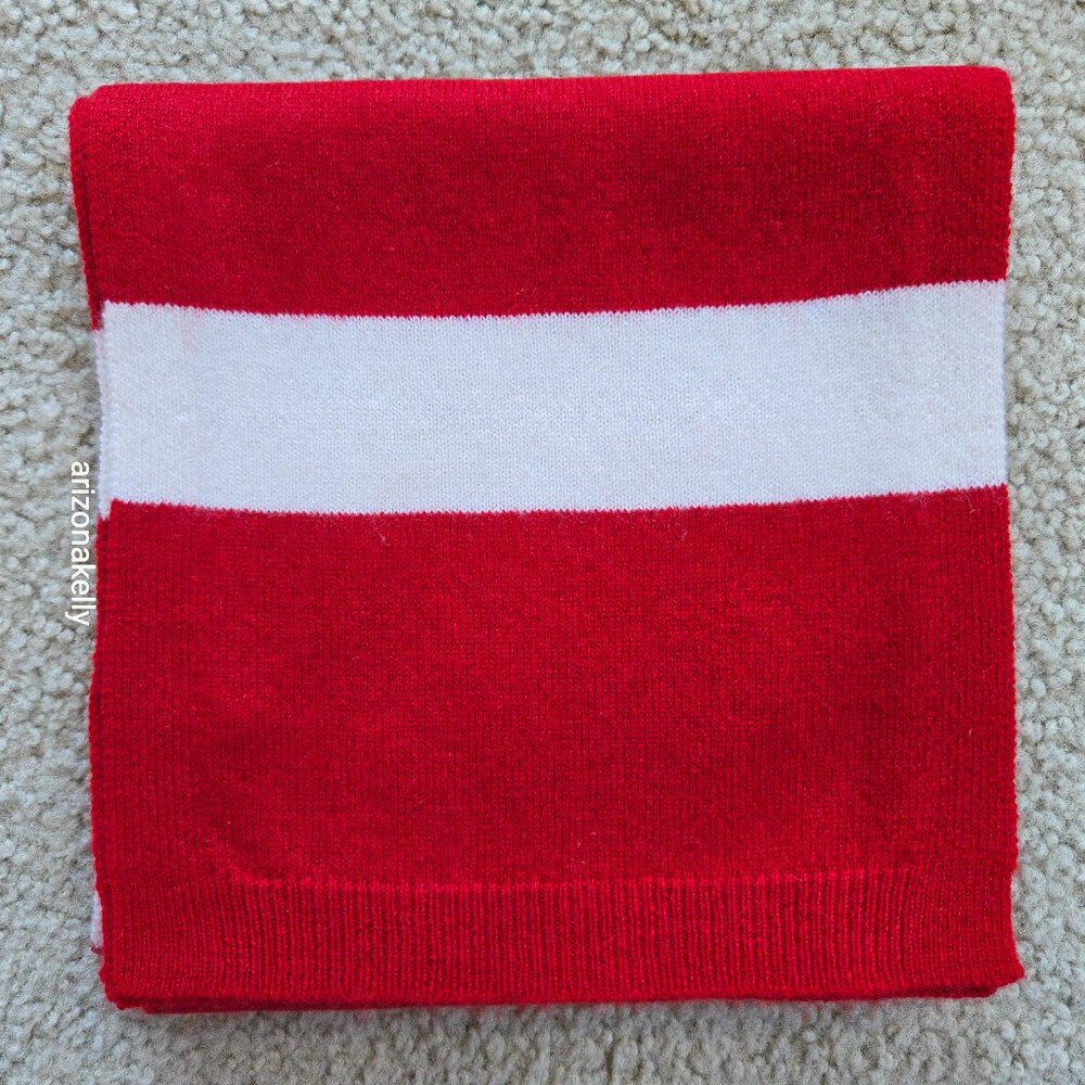 NWOT Talbots Cashmere Scarf Red & White Striped - Picture 8 of 13